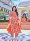 Swara Vol 1 By Shree Ganesh Rayon Umbrella Cut Kurti Set